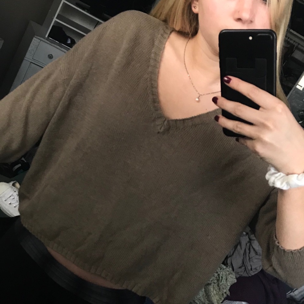 Navy green half sleeve sweater